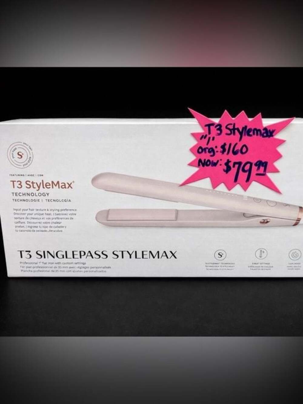 T3 SinglePass StyleMax Flat Iron in Light Pink and Rose Gold